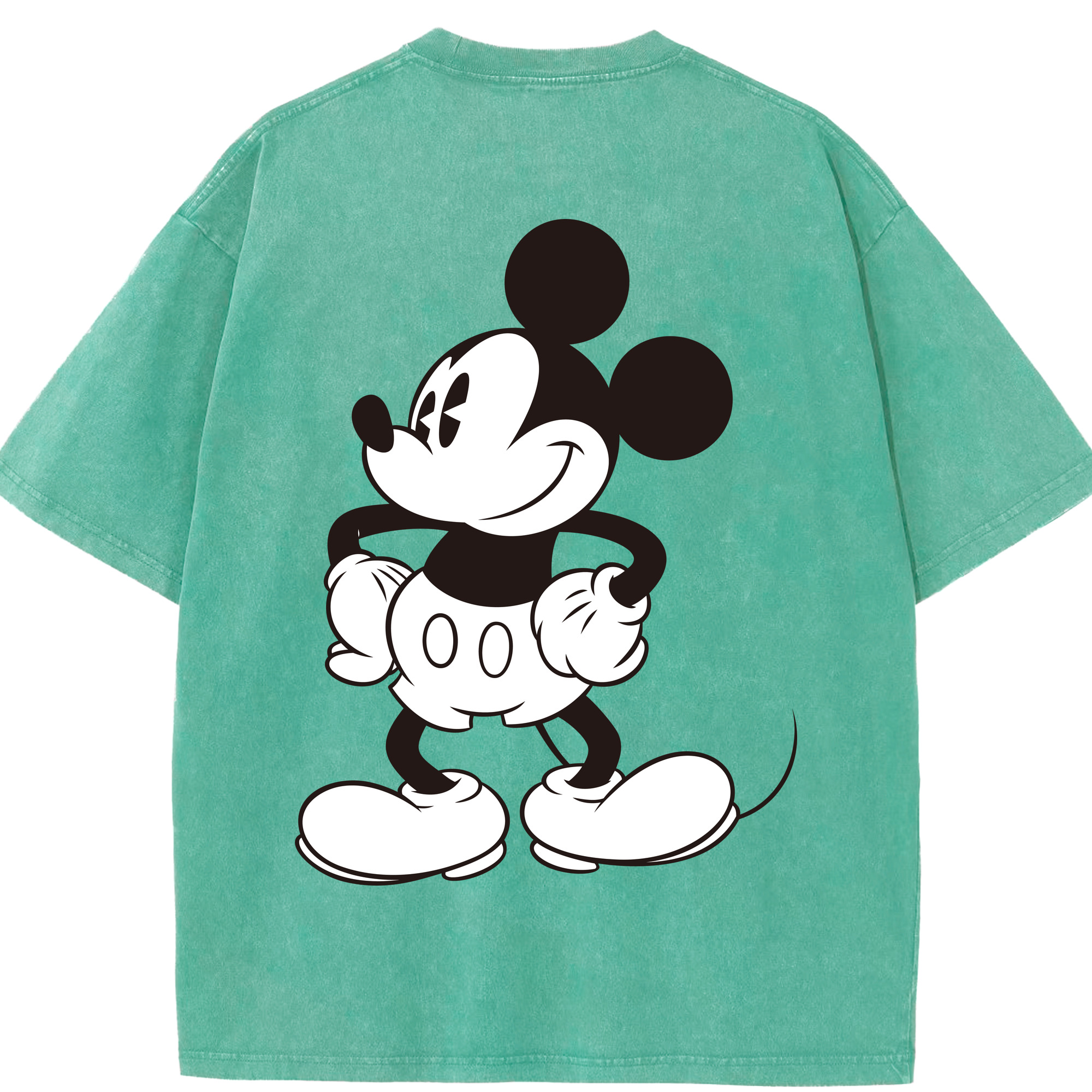 （画像用） ミッキーマウス Mickey Mouse 綿100% ヴィンテージ風 半袖Tシャツ（背面プリント）